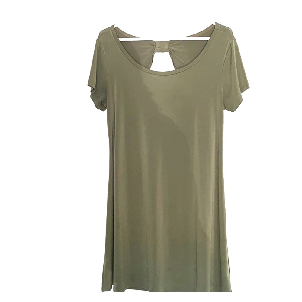 Casual Dark Green Dress w/ Open Back